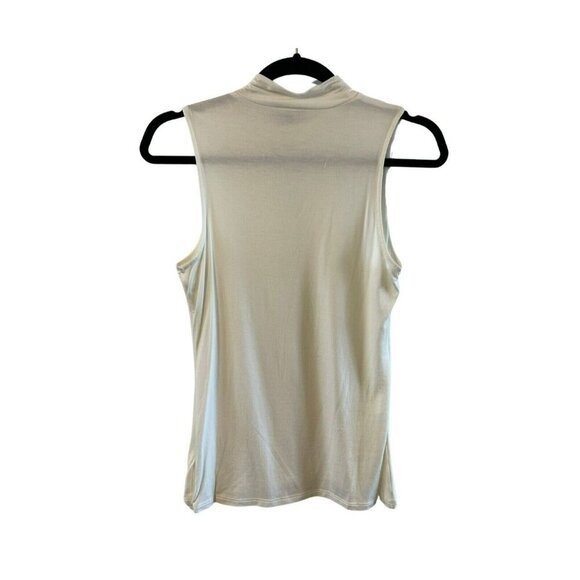 Express Womens Sleeveless Mock Neck Tank Ivory M stretch layering lined business - Picture 2 of 4